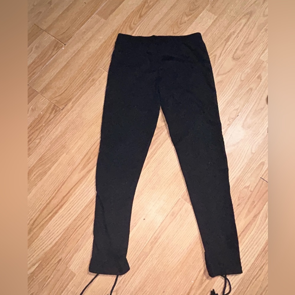 3/$20 Boohoo black Lace-Up pull on pants ladies 10 - Picture 3 of 7